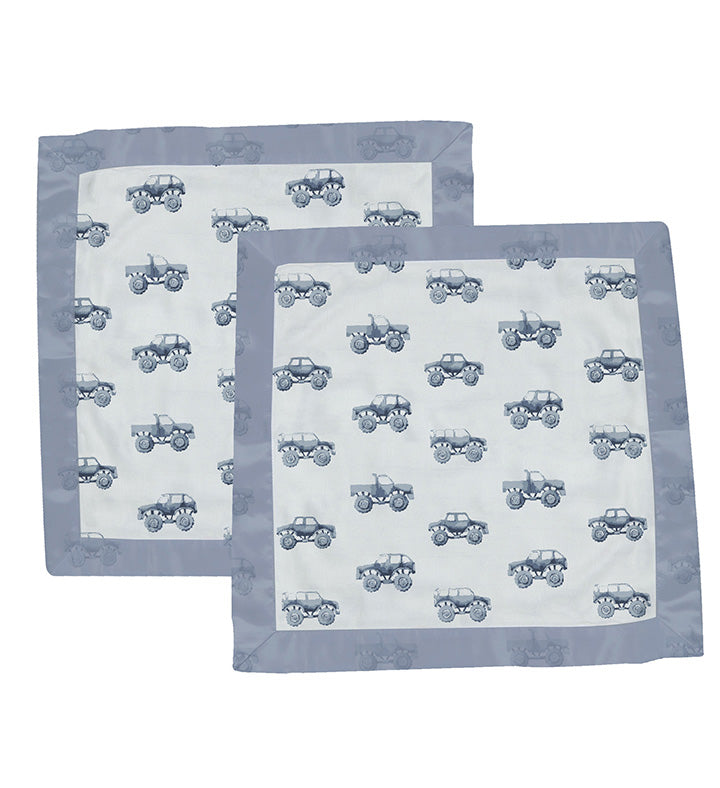 Indigo Monster Trucks Cotton Blankie 2 Pack