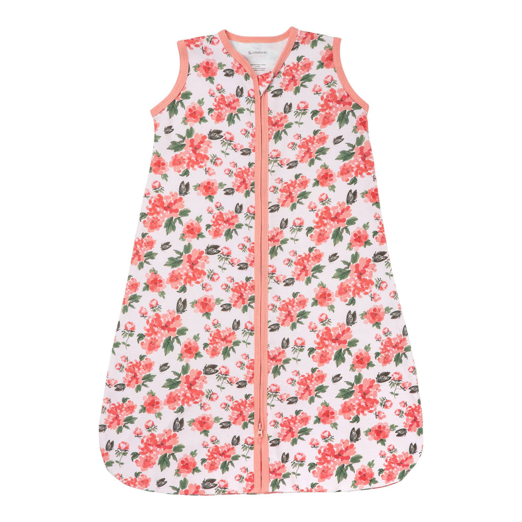 Pink Peony Baby Sleep Sack 100% Organic Cotton: 6-12M