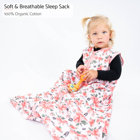 Pink Peony Baby Sleep Sack 100% Organic Cotton: 6-12M