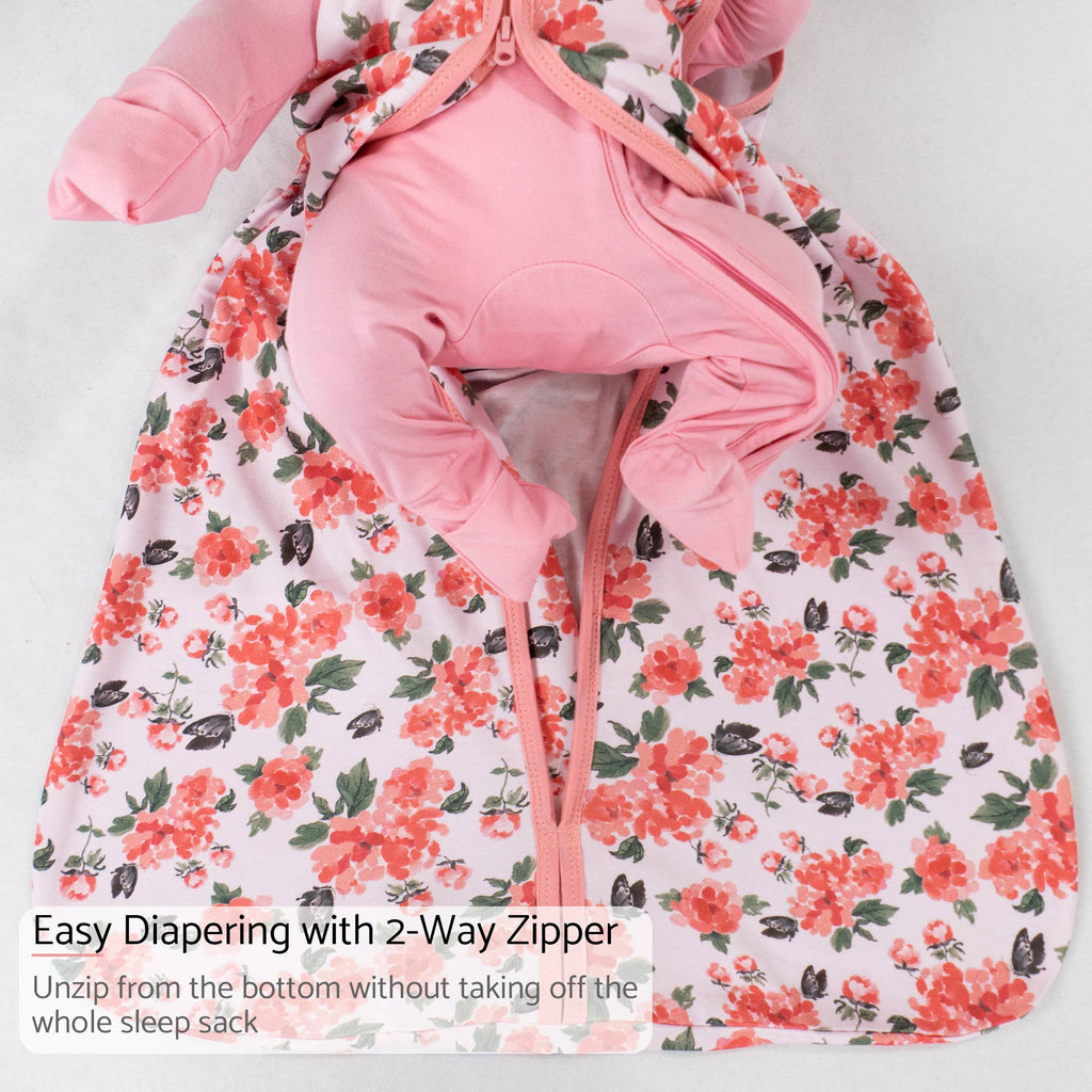 Pink Peony Baby Sleep Sack 100% Organic Cotton: 6-12M