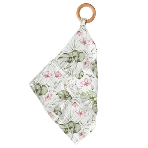 Silver Pink Orchid Bamboo Teether