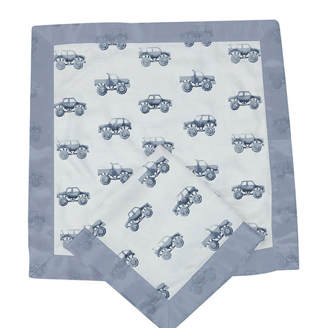 Indigo Monster Trucks Cotton Blankie 2 Pack