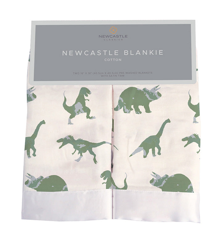 Granite Green Dinosaurs Cotton Blankie 2 Pack