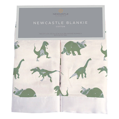 Granite Green Dinosaurs Cotton Blankie 2 Pack
