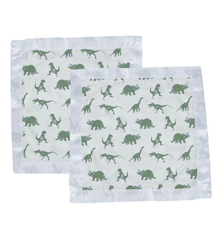 Granite Green Dinosaurs Cotton Blankie 2 Pack