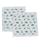 Granite Green Dinosaurs Cotton Blankie 2 Pack