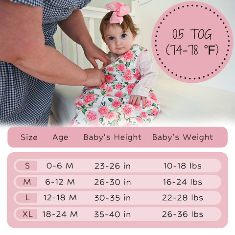 Live Life in Full Bloom Baby Sleep Sack, 100% Organic Cotton: 6-12M