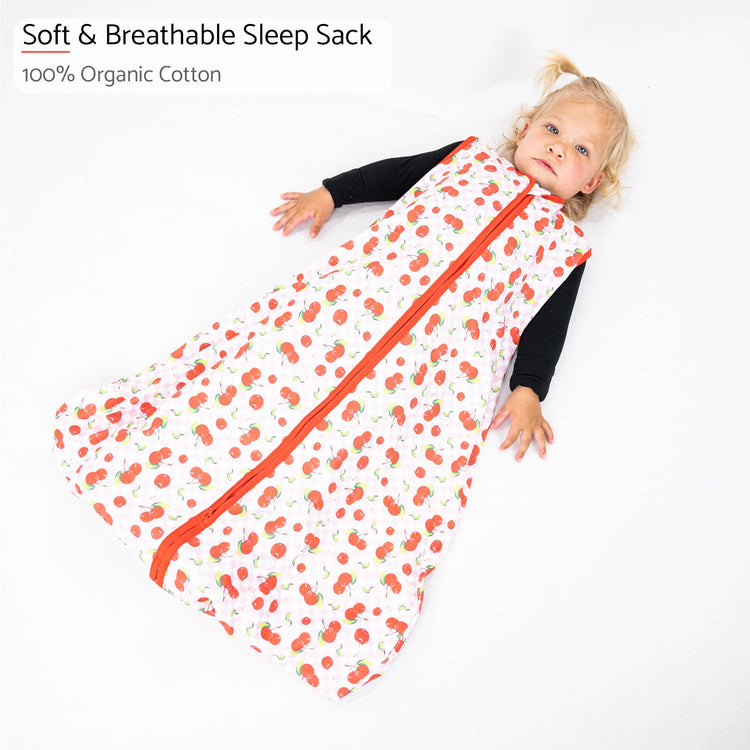 Cherry on Top Baby Sleep Sack, 100% Organic Cotton: 6-12M