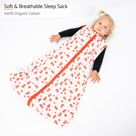 Cherry on Top Baby Sleep Sack, 100% Organic Cotton: 6-12M