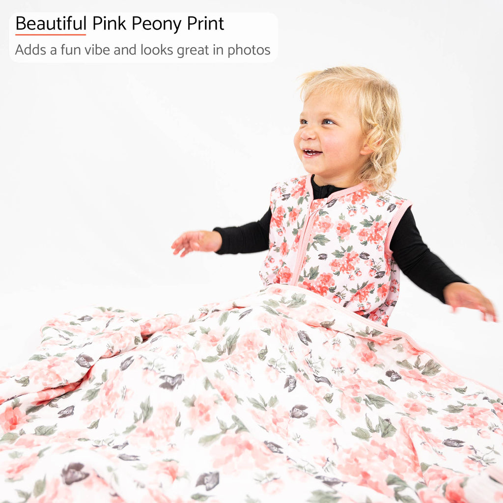 Pink Peony Baby Sleep Sack 100% Organic Cotton: 6-12M