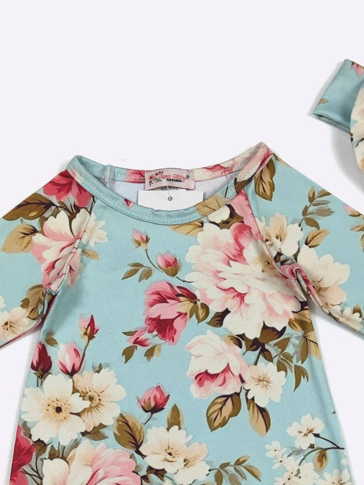 Rosy Aqua Baby Gown
