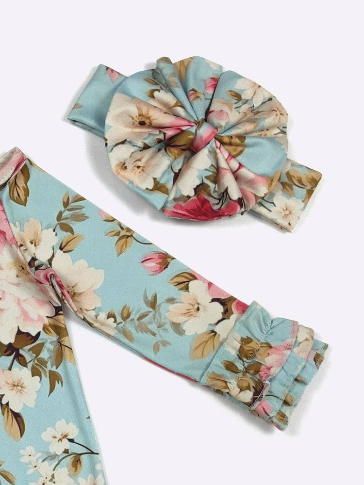 Rosy Aqua Baby Gown