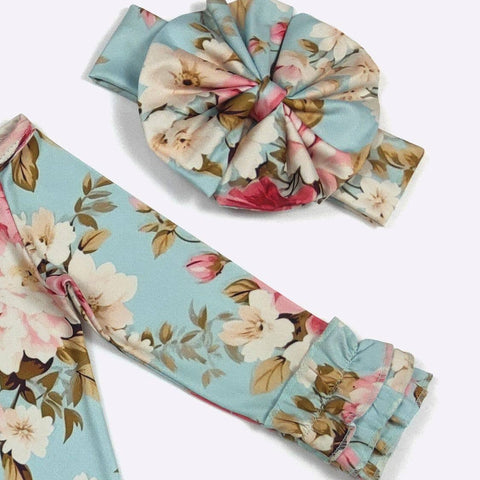 Rosy Aqua Baby Gown