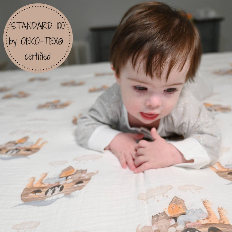Noah's Ark Baby Muslin Swaddle Blanket